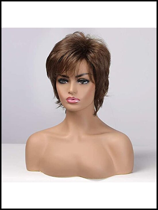 Short Pixie Cut Human Hair Blend Wig, Lightweight Heat Resistant for Women main image 4